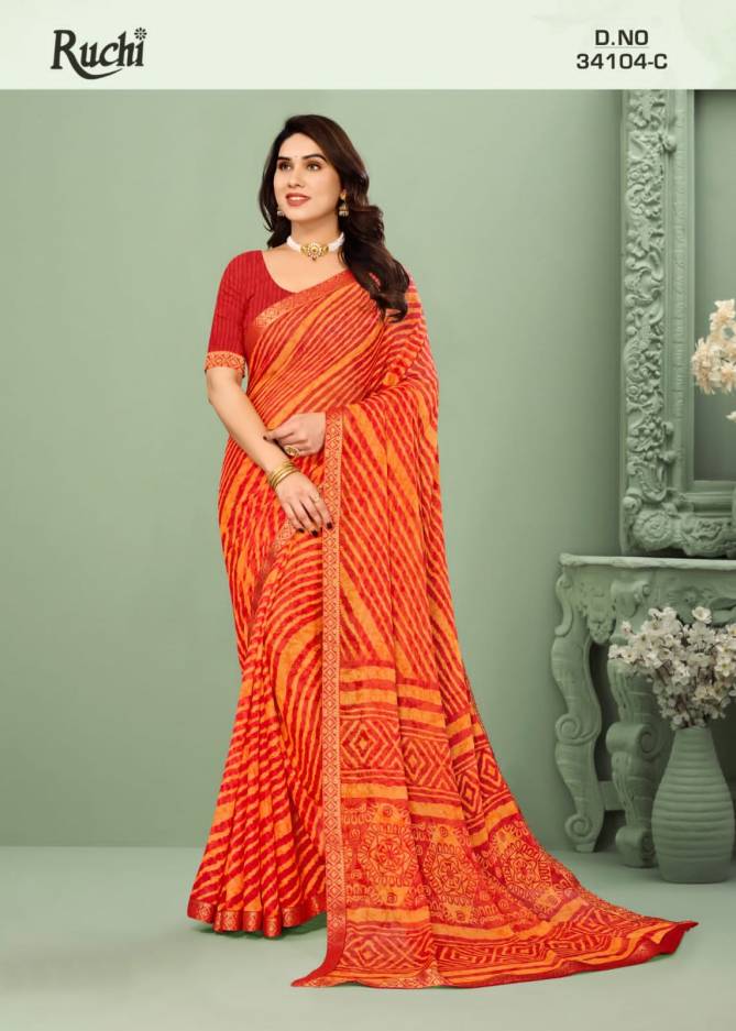 Simayaa Lehriya 104 By Ruchi Daily Wear Printed Chiffon sarees Wholesale Price in Surat
